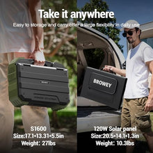 BROWEY 1600W (3200W Peak) Portable Power Station with 40W+120W Solar Panel