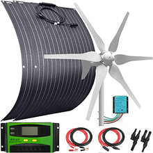600W Wind Solar Power Kit 12V Hybrid Off Grid System:400W Wind Turbine Generator/2pcs 100W ETFE Flexible Solar Panel Monocrystalline/Charge Controller/Cable