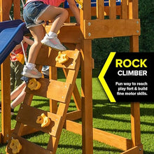 Sportspower North Peak Wooden Swing Set with A-Frame & Slide Yellow/Blue