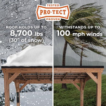 Backyard Discovery Arcadia 14' x 12' Cedar Wood Outdoor Gazebo Pavilion with Hardtop Galvanized Steel Slope Roof, Snow Support, Wind Resistance, PowerPort, Shade for Garden, Patio, Deck, Entertaining