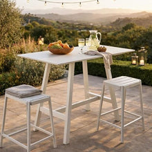Benjara Keli 43 Inch Bar Table, Classic White Aluminum Frame, Rectanglular Top