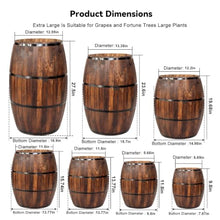 MMLeYN Whiskey Barrel Planter 7 Sizes Round Wooden Flower Pot Weather-Resistant Garden Planter for Indoor,Outdoor, Home, Patio, Garden Yard(60x34x40cm)