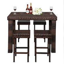 5 PCS Outdoor Bar Set, Patio Stools & Patio Bar Chairs, Outdoor Bar Stools, Bar Chair and Bar Height Table，All Weather Wicker Bar Furniture Set for Garden,Yard, Outdoor Chair and Table
