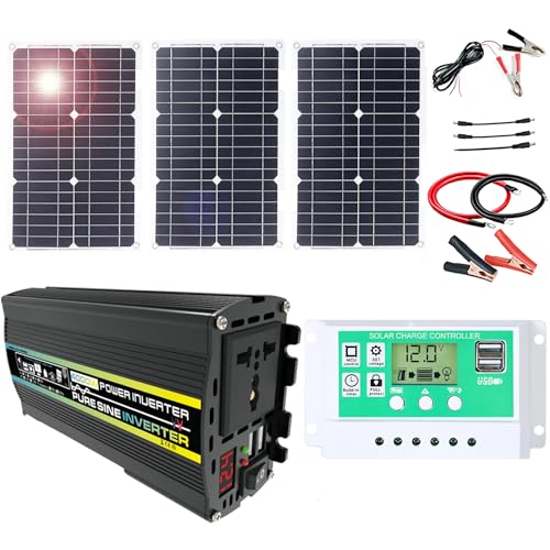 HFZJYSHN Portable Solar Power kit with 50A Charge Controller and 800W Inverter for Campervan Home RV Shed Motorhome Boat Tent Car Trailer,50W(75W)