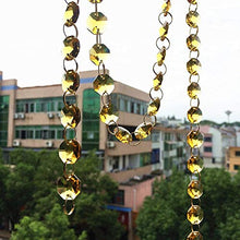 JUIYU Garden Suncatchers 100m/lot Gold Yellow k9 Crystal Octagon Beads in 2 Holes Garland Strands Chandelier Crystal Parts- DIY Curtain Decoration Handmade Pendant Necklaces