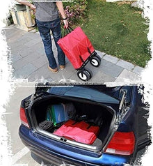 Shopping Cart Folding Garden Trolley Cart Heavy Duty Wagon with Canopy Multi-Function Shopping Cart for Outdoor Handcart