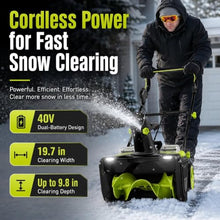 Cordless Snow Blower, Electric Snow Thrower 40v Brushless Push Snow Blower with Dual Battery, 19.7in Clearing Width, 9.8in Snow Depth, 180° Chute, Led Lights for Driveways 4batt