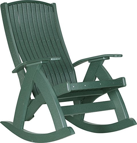 LuxCraft Poly Comfort Rocker Recycled Plastic Outdoor Rocking Chair Green