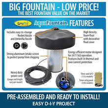 EasyPro Pond Products AquaFountain 1 HP with Timer, GFI & Nozzles Black