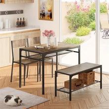 FURUIM2024M Dining Table Kitchen Table 2 Chairs for 4 Bench 4 Piece Dining Table Set for Small Space Apartment Table and Chairs Dining(Rustic Brown)
