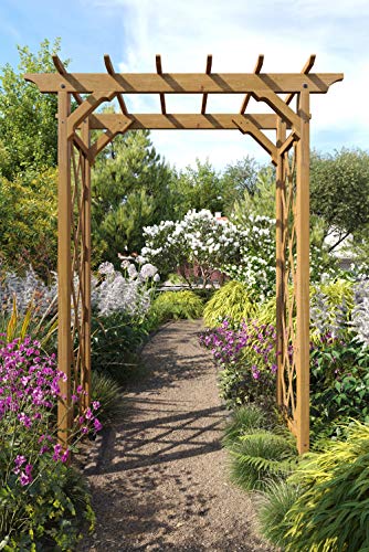 Vita Heartwood Cedar Wood Arbor – 55" x 88" Golden Brown Garden Arch, Durable Trellis for Climbing Plants, Easy Assembly, Ideal for Wedding Ceremony, Backyard Décor & Garden Entrance