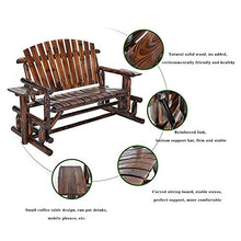 XAWSOP Stool 67In Outdoor Park Garden Bench Double Sliding Rocking Chair, Terrace Courtyard Carbonized Solid Wood Bench Weather Resistant Porch Chair, Rocking Lounge Chair Patio,