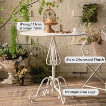 Dexinhdh Round Wrought Iron Coffee Tables, Creativity Outdoor Side Table with Iron Table Legs & Large Storage Tabletop, Anti-Rust Bistro Tables for Patio Yard Garden Living Room(B)