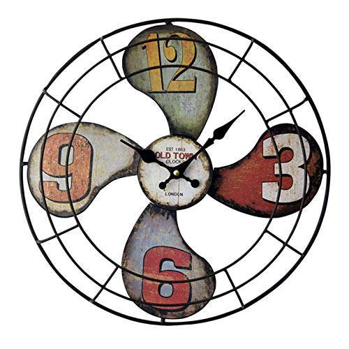 BTZHY Wall Clock,Large 16 Inches Metal Fan Shaped Outdoor Clocks for The Garden Wall Mounted Ornament Open Face Outside Clock Weatherproof Indoor Outdoor Decoration Clock