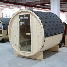 TaTalife Outdoor Barrel Steam Sauna, Backyard Pine Wood Sauna Room