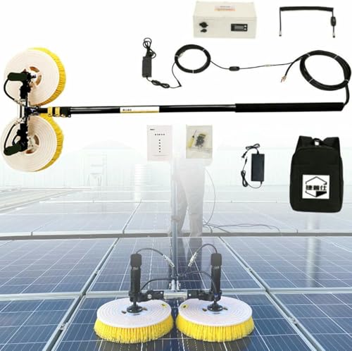 Electric Solar Photovoltaic Panel Cleaning(Double Head), Solar Panel Cleaning Brush(Extendable), Strong Cleaning Power, Outdoor Washing Device Tool,Freebattery