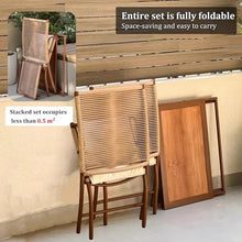 Labasuan Foldable Patio Bistro Set, Outdoor All-Weather Patio Furniture with Cushions & Table, PE Faux Rattan Folding Adirondack Chair for Garden, Balcony & Backyard(3-piece Set)