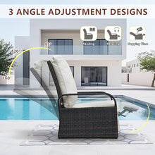 Skypatio Outdoor Recliner Wicker Patio Adjustable Recliner Chair with 5.5" Thick Cushions and Footrest,Rust-Resistant Aluminum Frame,All-Weather Resin Rattan, Brown& Cream