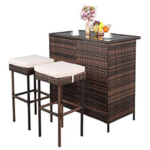 (102 x 59 x 101) cm Bar Table and Bar Stool Three-Piece Set Brown Gradient Patio Furniture Set Outdoor Furniture Set