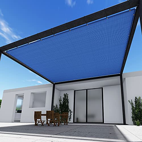 TANG 15' x 40' Shade Cloth with Grommets, Sun Shade Sail Rectangle Straight Side, UV Blocker Fabric Patio Canopy for Deck Carport Backyard Pergola Cover, Blue