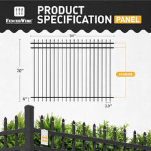 Fencer Wire Heavy Duty Pinnacle Fence Barrier Panel, 6FT Height X 8FT Width Anti-Rust Metal Fencing Panel, 2” Diameter Steel Outdoor Decorative Garden Fence Panel, Single Panel