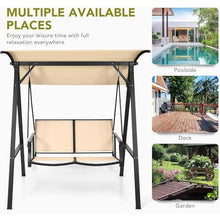 AEYSD-456 Garden Bench Outdoor Swing Weather Resistant Porch Swing Adjustable Canopy Steel Frame Outdoor Modern Canopy Swing Handrail Outdoor Bench(Green)