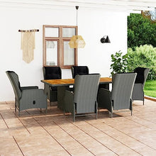 AJSEOYBS Outdoor Patio Set,Outdoor Garden Furniture,7 Piece Patio Dining Set with Cushions Poly Rattan Light Gray,for Deck, Patio, Garden, Poolside, Backyard