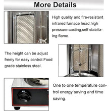 Gyros Rotisserie Grill Electric Shawarma Machine Stainless Steel Vertical Oven with Oil Collecting Pan 360° Rotating Kebabs 300℃ Adjustment (Gas)