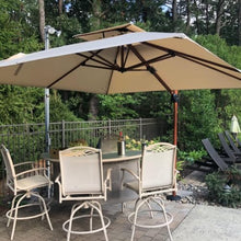 OROTLECT 132" x 132" Square Wood Pattern Cantilever Umbrella Wit Base In Ground,Beige