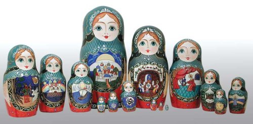 Golden Cockerel Czar Saltan Matryoshka 15pc/12" Russian Nesting Dolls