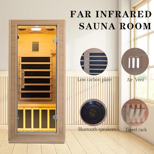 Zugoni Indoor Far Infrared Sauna Room Low EMF 5 Heating Panels 1400W Sauna Style