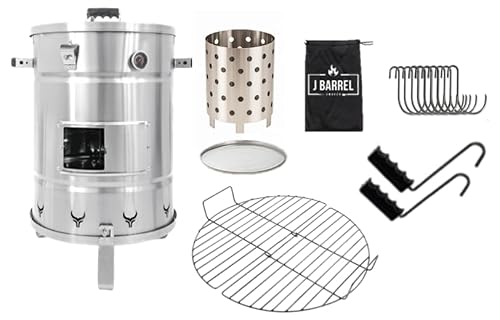JBarrel Smoker Angus Stainless Steel Vertical Charcoal Smoker, Medium