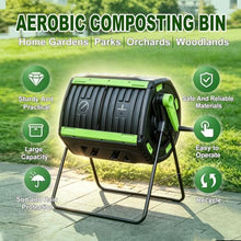 Dual Chamber Tumbling Composter Bin for Backyard Garden