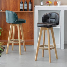 Counter Height Chairs,Wooden Bar Stools Set of 2, Kitchen Breakfast High Stool with Padded Back & 360 Degree Rotation Seat, Nordic ic Bar Chair for Dining Room, Cafe, Counter,Brown,63cm/24.8"(Black,73