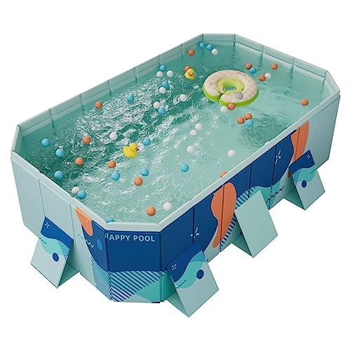 IINCOOY 3M PVC Swimming Pool Non-Inflatable Folding Thickened Wear-Resistant Outdoor Large Pools Family Bathing Toy Children's Day Gifts(A,2.6M)