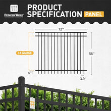 Fencer Wire Heavy Duty Flat Top Fence Barrier Panel 5FT x 6FT Black, Pack of 5