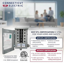 Connecticut Electric Series 2 Backup Power Manual Transfer Switch Kit, 50 Amp, 10 Circuits, with 25' Cord & Outdoor Rated 50A Inlet (Transfer Switch Kit - 25 ft Cord)