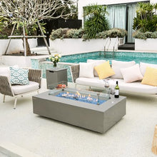 Meteora Concrete Fire Pit 55.9" x 31.9" Outdoor Patio Firepit Includes Fire Glass Modern Fire Pits & Outdoor Fireplaces for Garden, Deck, Indoor & Outdoor Heating