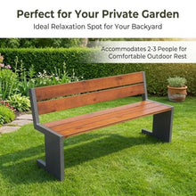HAIFENGT 2-3 Person Metal Outside Bench with Backrest