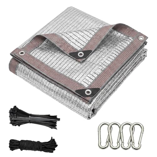 31x41 FT 95% Aluminet Shade Cloth, Reflective Sun Shade Fabric with Grommets, UV Resistant Mesh Tarp Heat Blocker for Greenhouse, Carport, Dog Kennel, Patio, Camping