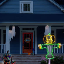 Holidynamics 72in LED Happy Jack-O-Lantern Scarecrow Outdoor Halloween Decoration - Cheerful and Festive Accent for Your Outdoor Halloween Display