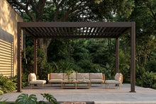 Patio Kingdom 10' x 10' Louvered Pergola Outdoor Aluminum Pergola Kit with Adjustable Roof, All-Weather Metal Gazebo with Drainage System for Patio, Deck, Garden and Backyard Shade, Brown