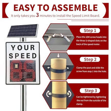 23.6"X35.4" Solar Powered Radar Speed Sign - Radar Speed Limit Sign,Ip65, Easy To Mount,Adjustable Speed Limit,With Remote Control And Accessories