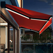 RUYICZB Electric Awnings for Patio, 10'×6.5' Retractable Awning with LED Light, Remote Control, UV Protection, Manual Patio Awning Sun Shade Shelter for Window Door Deck Garden,Red