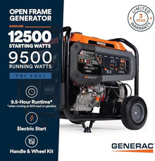 Generac 12,500 Starting Watt Tri-Fuel Portable Generator, Electric Start