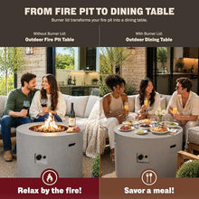 Kinger Home Loren 32-Inch Round Propane Fire Pit Table, Alloy Steel Outdoor Fire Pit with 50,000 BTUs, Includes a Burner lid, Lava Rocks and Weather Resistance Cover
