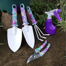 XIXIDIAN Garden Tools Set, 10 Pieces Gardening Tools with Purple Floral Print & Plastic Box, Ergonomic Handle Garden Hand Tools,Planting Tool Gardening Gifts for Women Men