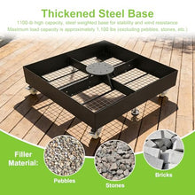 Carbon Steel Square Rolling Umbrella Base Stand 1100LBS Capacity Base Outdoor Umbrella Base with 4 Lockable Wheels for Garden Backyard Deck Poolside