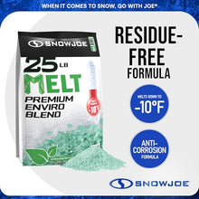 Snow Joe 10 Pack Premium Enviro Blend Snow & Ice Melt, Green-Coated Deicer Crystals, 25 lb - Safer Melter for Vegetation, Concrete & Metals