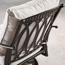 Oakland Living Aluminum 44 in. Round Fire Table Set Four Deep Seating Swivel Rockers, Fire Beads, Lid and Fabric Covers